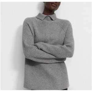 Theory Cashmere Sweater Womens‎ Sz Petite (XS/S) Moving Rib Knit Turtleneck Gray